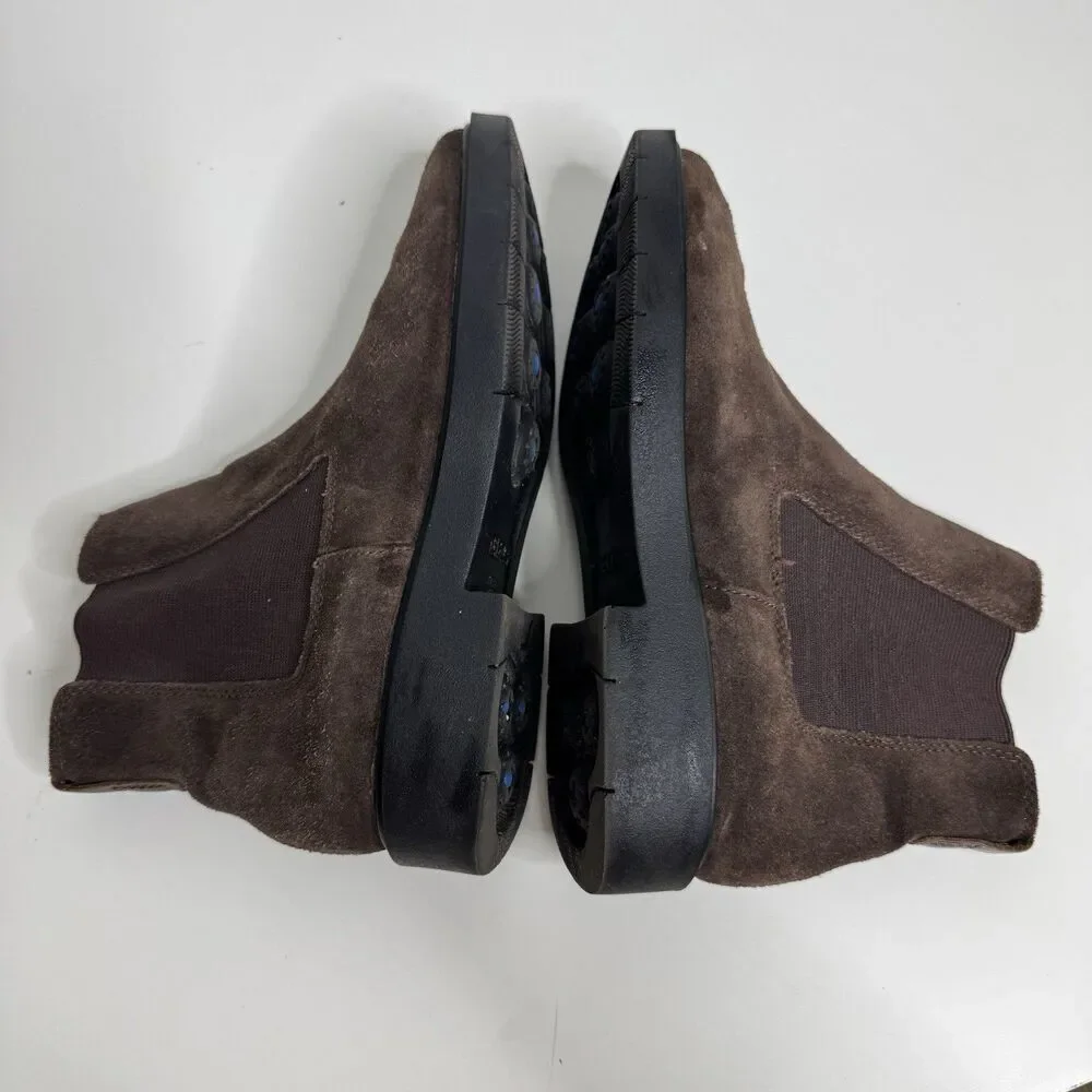 Geox D Spherica Leather Chelsea Ankle Boots EU 37 US 7 EC1 Coffee Brown Suede